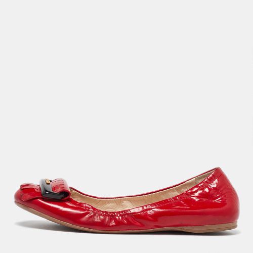 Patent Leather Fringe Scrunch Ballet Flats Size 36 - Prada - Modalova