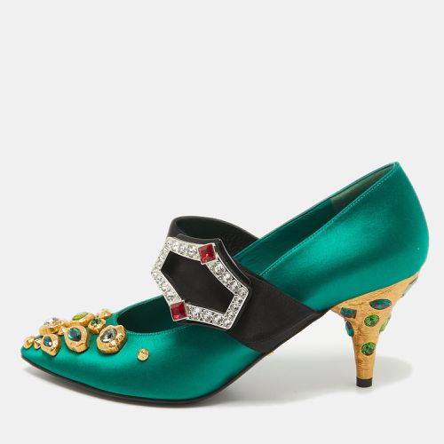 Prada Green Satin Crystal Embellished Mary Jane Pumps Size 36 - Prada - Modalova