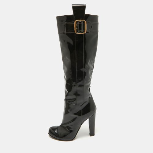 D&G Black Patent Leather Buckle Detail Over The Knee Length Boots Size 38.5 - D&G - Modalova