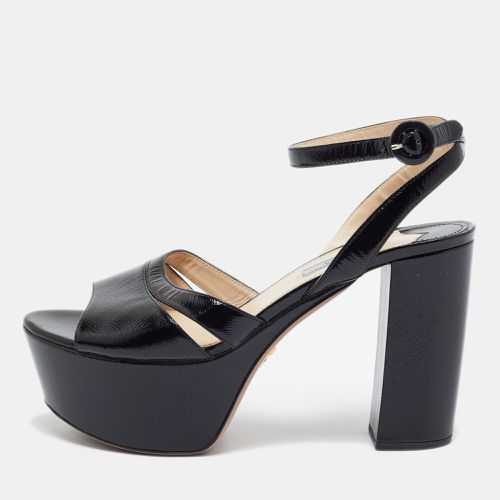 Prada Black Patent Leather Ankle Strap Sandals Size 39 - Prada - Modalova