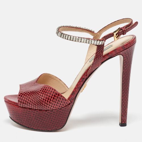 Prada Red Snakeskin Crystals Embellished Platform Sandals Size 39 - Prada - Modalova