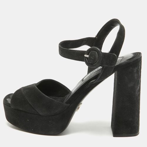 Prada Black Suede Platform Ankle Strap Sandals Size 35.5 - Prada - Modalova