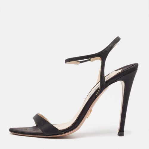 Prada Black Satin Ankle Strap Sandals Size 37.5 - Prada - Modalova