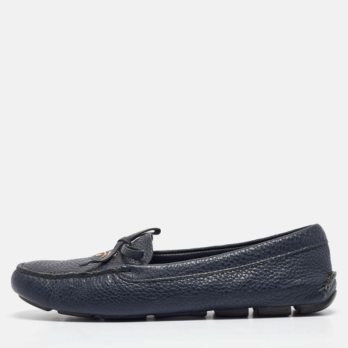 Prada Navy Blue Leather Slip On Loafers Size 38 - Prada - Modalova