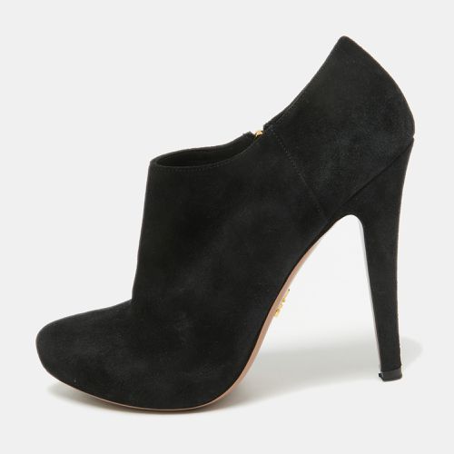 Prada Black Suede Ankle Booties Size 37.5 - Prada - Modalova