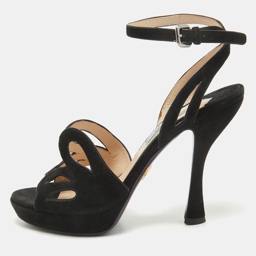 Prada Black Suede Ankle Strap Sandals Size 38 - Prada - Modalova