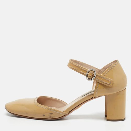 Prada Beige Patent Leather Block Heel Mary Jane Pumps Size 39 - Prada - Modalova