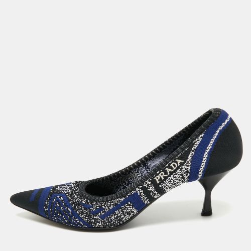 Prada Navy Blue/Black Knit Fabric Pointed Toe Pumps Size 38.5 - Prada - Modalova