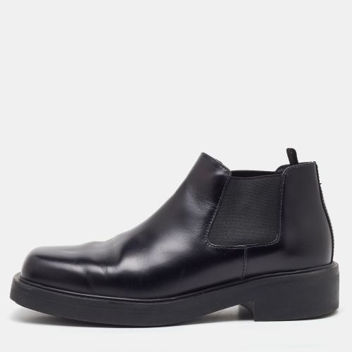 Prada Black Brushed Leather Chelsea Ankle Length Boots Size 41 - Prada - Modalova