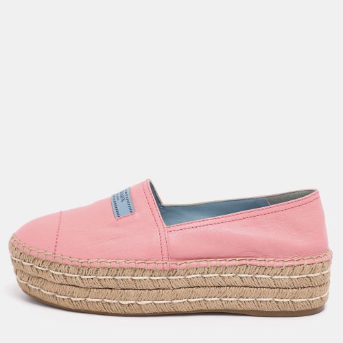 Prada Pink Leather Platform Espadrille Flats Size 39 - Prada - Modalova