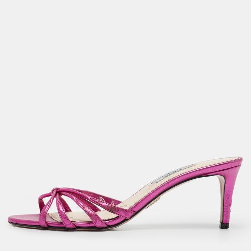 Prada Metallic Pink Leather Slide Sandals Size 37 - Prada - Modalova