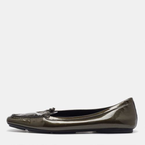 Prada Olive Green Patent Leather Penny Loafers Size 40 - Prada - Modalova