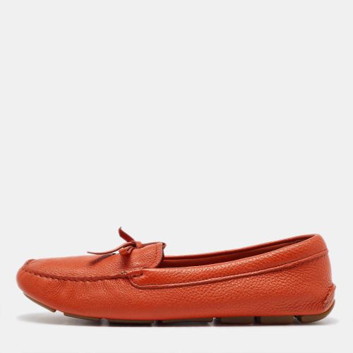 Prada Orange Leather Penny Loafers Size 39 - Prada - Modalova