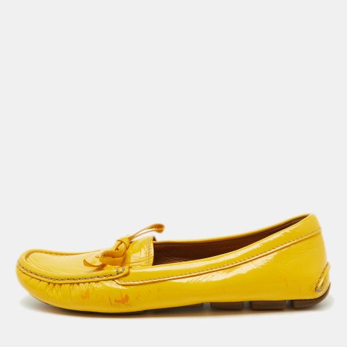 Prada Mustard Yellow Patent Leather Bow Slip On Loafers Size 37.5 - Prada - Modalova