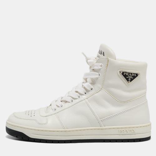 Prada White Leather New Avenue High Top Sneakers Size 38 - Prada - Modalova