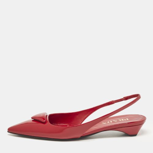 Prada Red Patent Leather Triangle Logo Slingback Ballet Flats Size 38 - Prada - Modalova