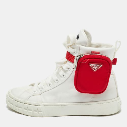 Prada White Nylon Triangle Pouch Pocket High Top Sneakers Size 37 - Prada - Modalova