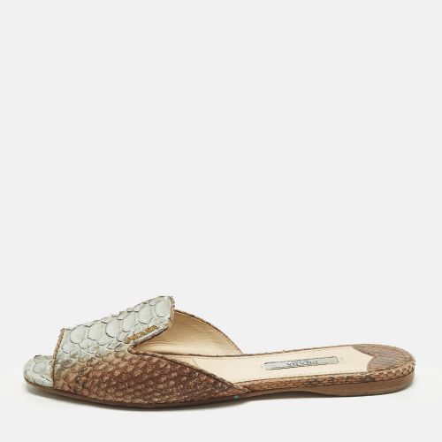 Size 37 /Brown Python Leather Flat Slides - Prada - Modalova