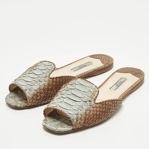 Size 37 /Brown Python Leather Flat Slides - Prada - Modalova