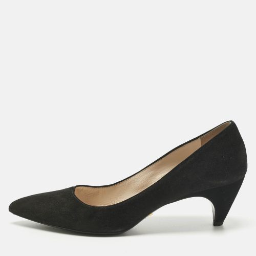 Prada Black Suede Pointed Toe Kitten Heel Pumps Size 37.5 - Prada - Modalova