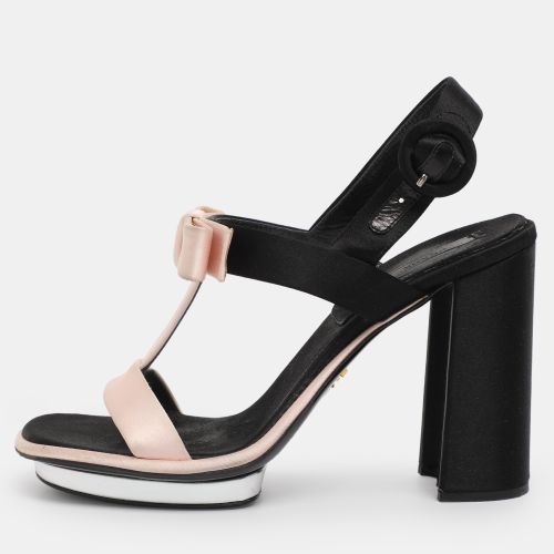 Prada Pink/Black Satin Bow Slingback Sandals Size 38.5 - Prada - Modalova