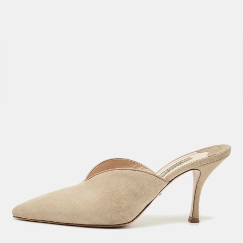 Prada Grey Suede Pointed Toe Mule Sandals Size 38 - Prada - Modalova
