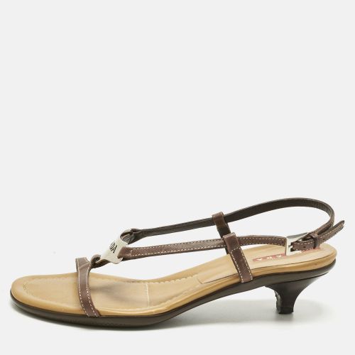 Prada Brown Leather Slingback Sandals Size 36.5 - Prada - Modalova
