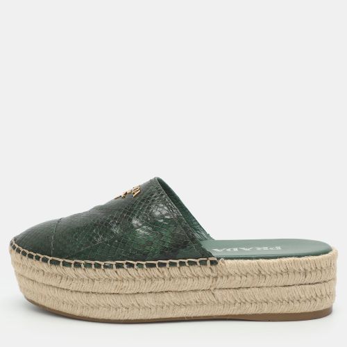 Size 37 Python Embossed Leather Espadrille Flats - Prada - Modalova