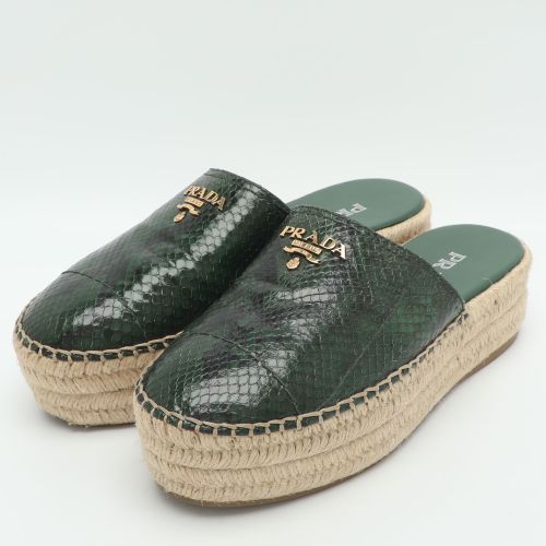 Size 37 Python Embossed Leather Espadrille Flats - Prada - Modalova