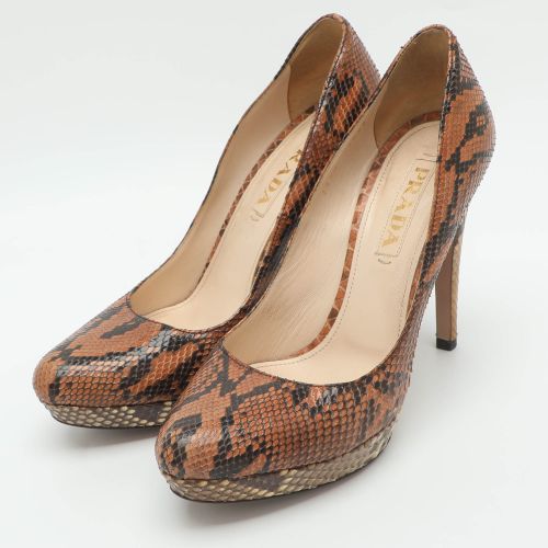 Size 37.5 Python Leather Platform Pumps - Prada - Modalova