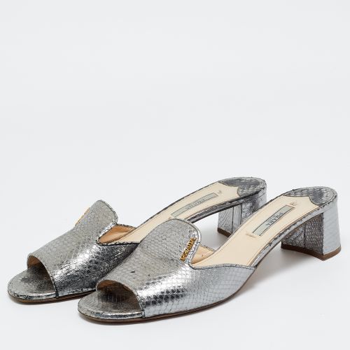 Size 40.5 Python Leather Slide Sandals - Prada - Modalova