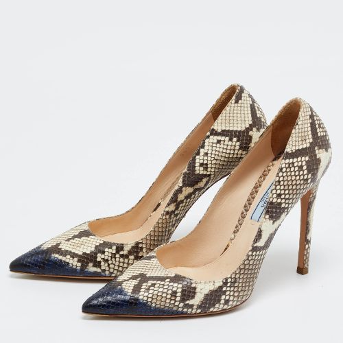 Size 38 /Navy Blue Python Leather Pointed Toe Pumps - Prada - Modalova