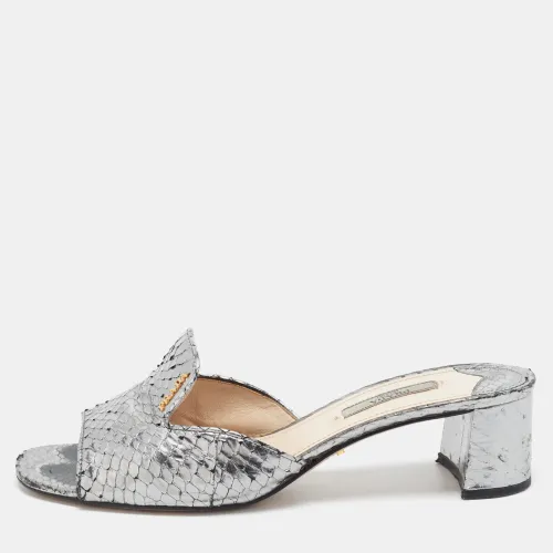 Size 38.5 Python Leather Slide Sandals - Prada - Modalova