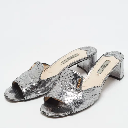 Size 38.5 Python Leather Slide Sandals - Prada - Modalova