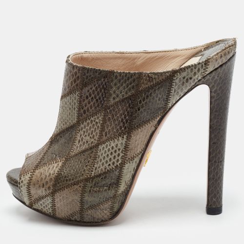 Size 37 Python Leather Patchwork Open Toe Mules - Prada - Modalova