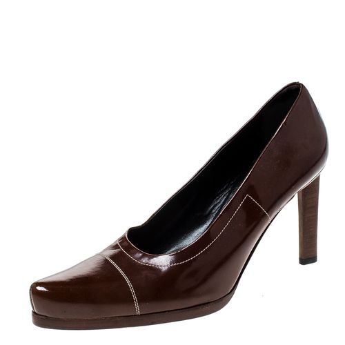 Prada Brown Patent Leather Pointed Toe Pumps Size 38 - Prada - Modalova