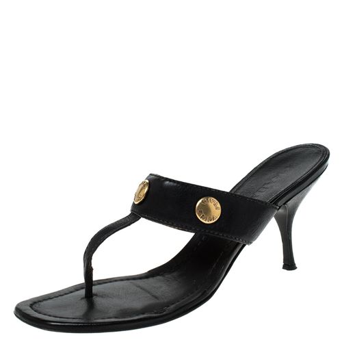 Prada Black Leather Studded Thong Sandals Size 38 - Prada - Modalova