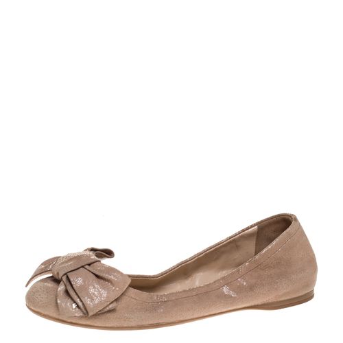 Prada Beige Textured Leather Bow Ballet Flats Size 37 - Prada - Modalova