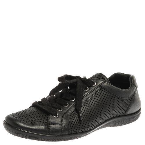 Prada Sports Black Perforated Leather Lace Up Low Top Sneakers Size 38 - Prada - Modalova