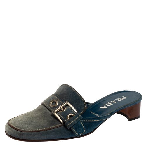 Prada Blue Denim Buckle Mule Sandals Size 38.5 - Prada - Modalova