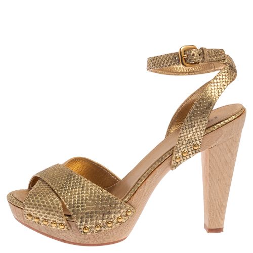 Python Ankle Strap Platform Sandals Size 41 - Prada - Modalova