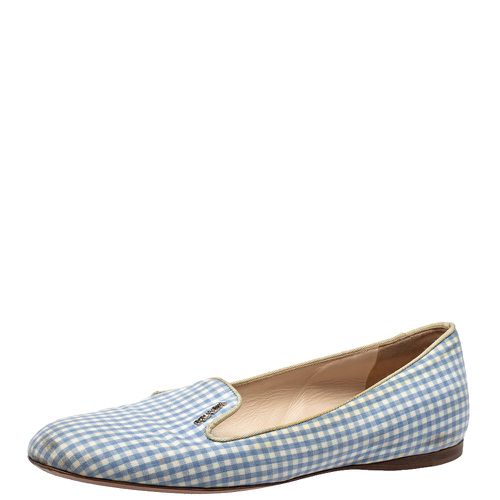 Prada Blue/White Canvas Smoking Loafers Size 37 - Prada - Modalova