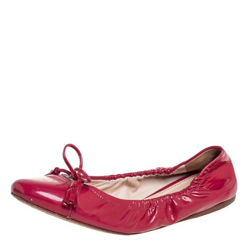 Prada Pink Patent Leather Tassel Bow Scrunch Ballet Flats Size 35 - Prada - Modalova