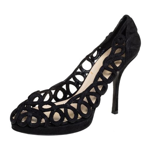 Prada Black Suede Cutout Pumps Size 38 - Prada - Modalova