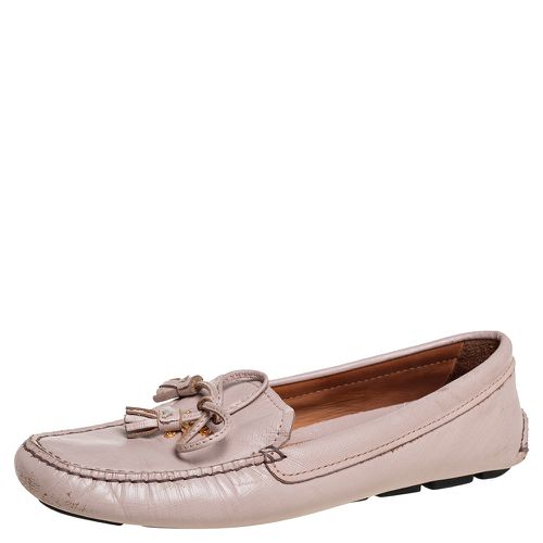 Prada Beige Leather Bow Slip On Loafers Size 38 - Prada - Modalova