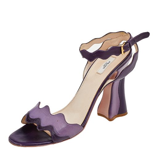 Prada Two Tone Purple Leather Wave Ankle Strap Sandals Size 36 - Prada - Modalova