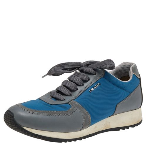 Prada Sport Blue/Grey Nylon And Leather Low Top Sneakers Size 37 - Prada Sport - Modalova