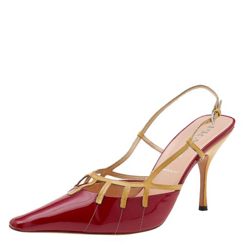 Prada Red/Yellow Patent Leather Slingback Sandals Size 39.5 - Prada - Modalova