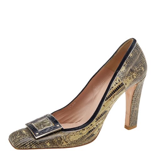 Prada Brown/Beige Lizard Leather Embellished Pumps Size 38.5 - Prada - Modalova