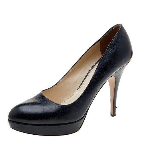 Prada Black Leather Platform Pumps Size 39.5 - Prada - Modalova